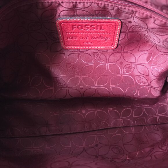 Fossil Purse Red Leather Hobo Boho Shoulder Bag - Picture 10 of 16